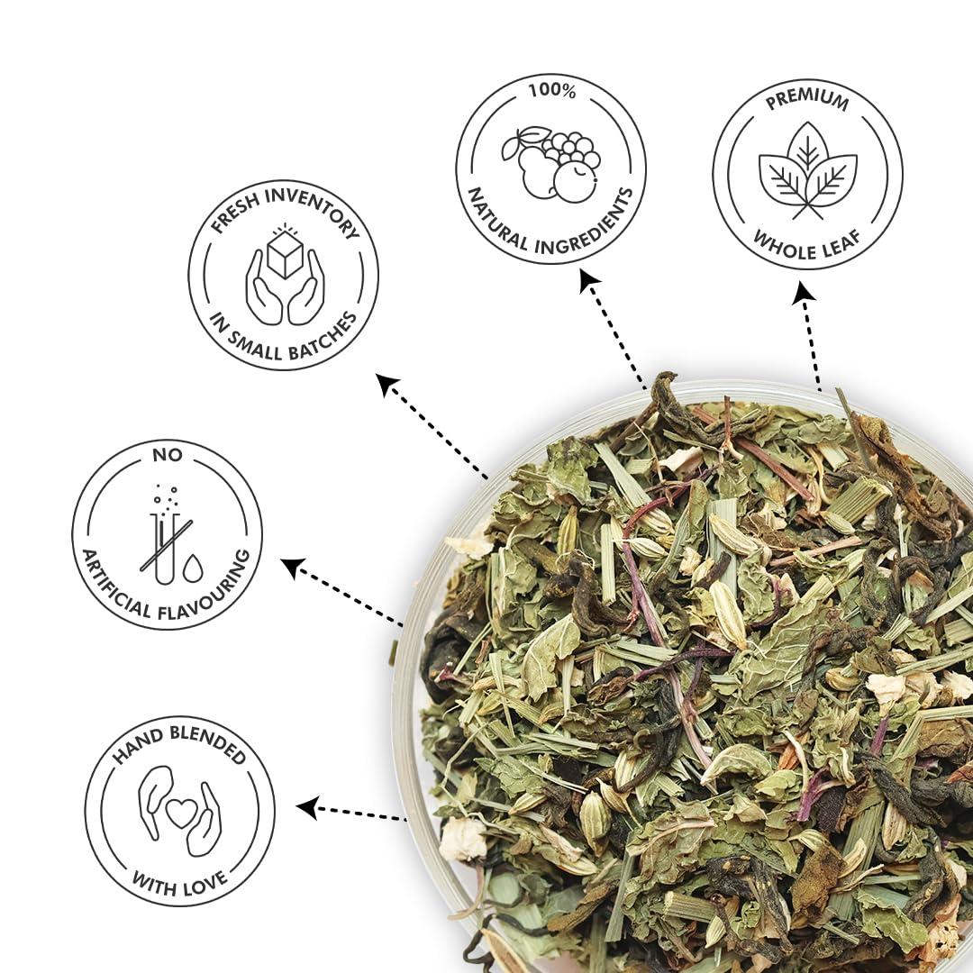 Celeste Celeste Green Tea SOULFUL TANGO Premium Whole Leaf, 100% Natural Ingredients Spearmint, Ginger, Lemongrass, Fennel and Green Tea, 50gm - 20 Cups