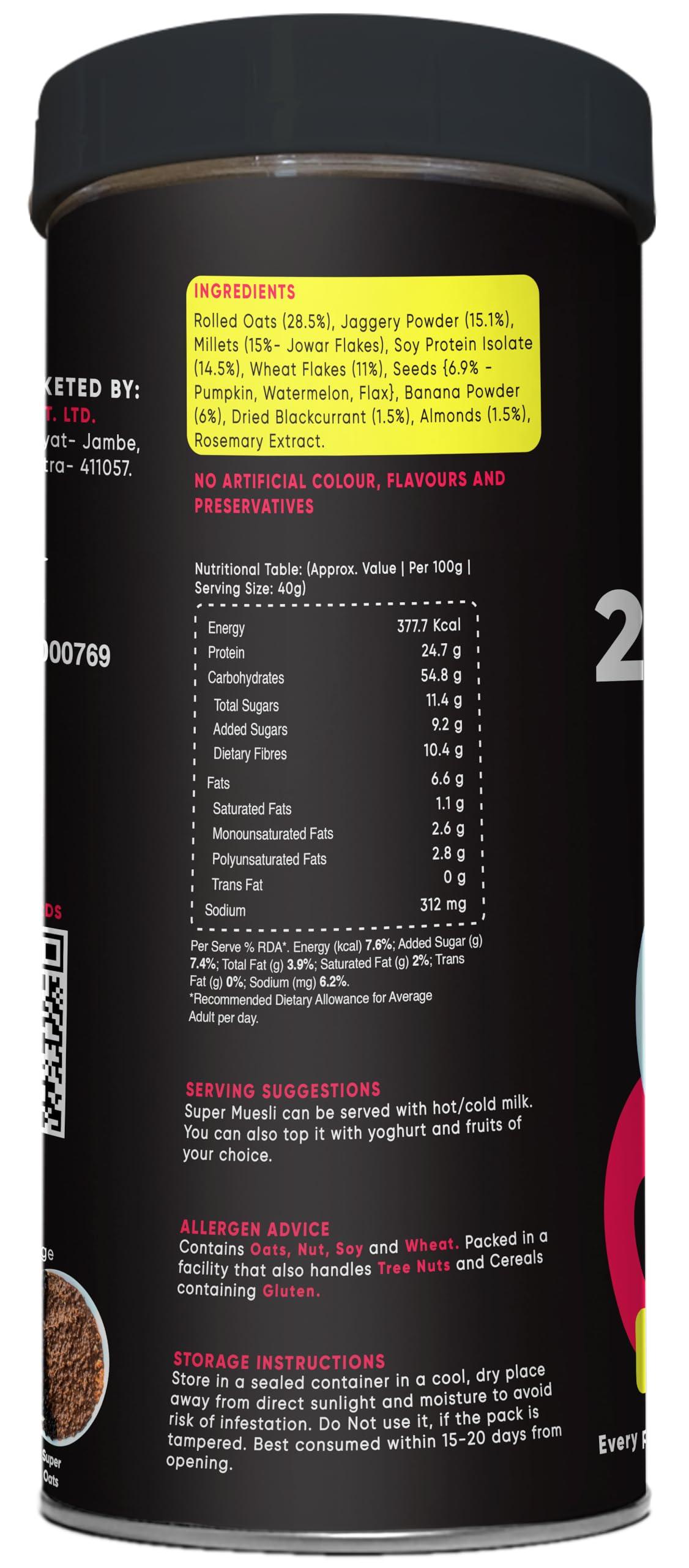 True Elements True Elements High Protein Muesli 400g - 20g Clean Protein | Millets, Seeds, Almonds & Black Currant | 100% Wholegrain Breakfast Cereal