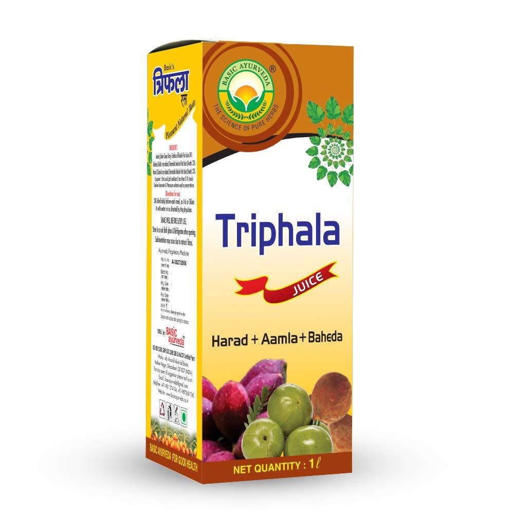 BASIC AYURVEDA BASIC AYURVEDA Triphala Ras (Juice) 1000 Ml | Ayurvedic Supplements For Digestive Health | Pleasent Natural Taste First Press Virgin Juice | Prepared From Fresh Harad, Baheda, and Amla