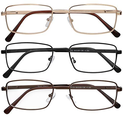 Success Eyewear Success Eyewear Reading Glasses Set of 3 Metal Full Rim Glasses for reading for Men and Women +1