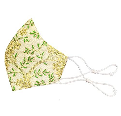 Fclues Fclues Women and Men for Marriage Golden Function Mask, Wedding, Party, Casual, Safty Protection, Reusable, Free size, Green With Gold ( Pack of 2), Without Valve