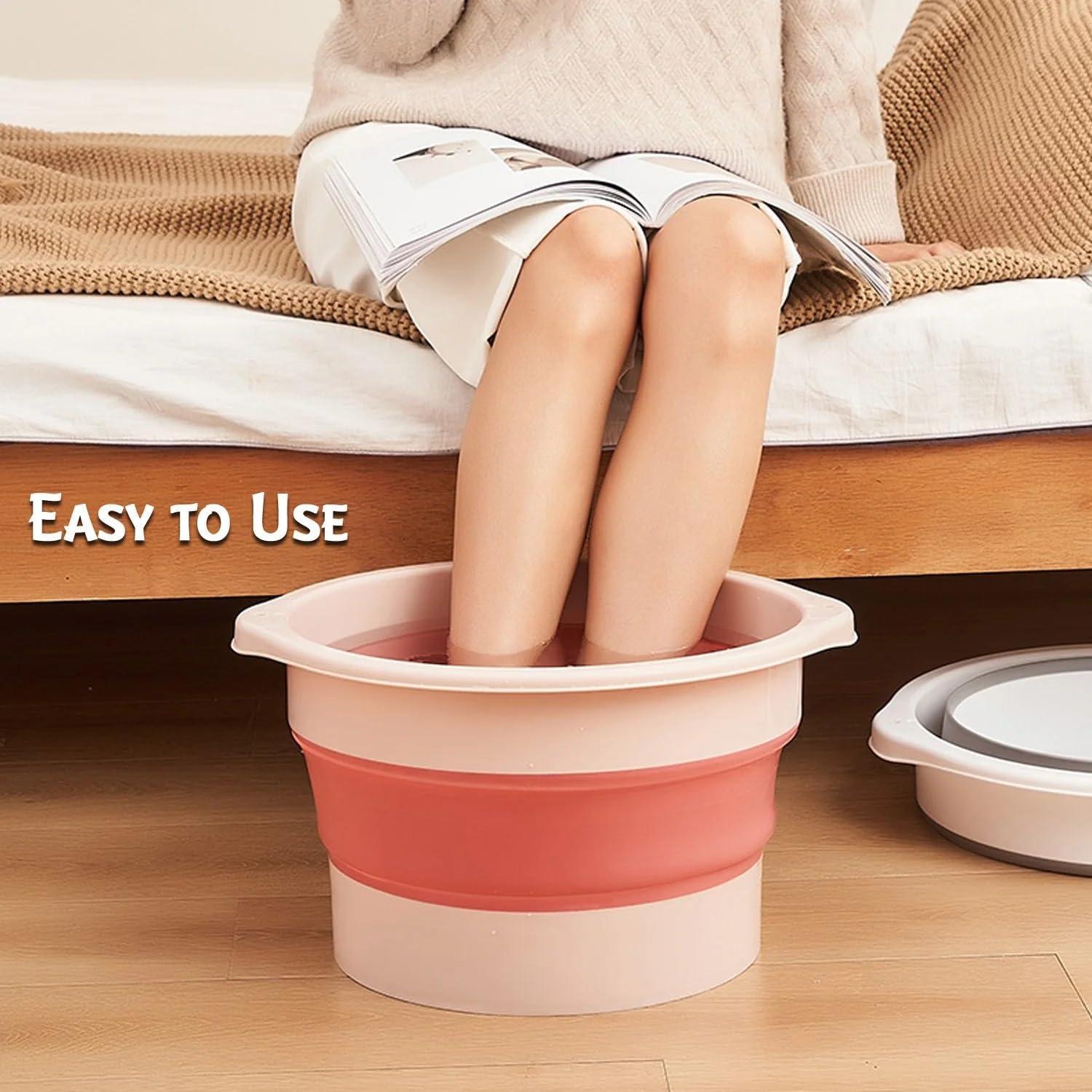 Clefairy Clefairy Foldable Footbath Pail Massage Soak Bucket Household Easy Storage Basin/Folding Foot Bath Spa Massage/Basin Foot Bucket/Large Foot Soaking Tub for Soaking Foot,Toe Nails, and Ankles,Pedicure