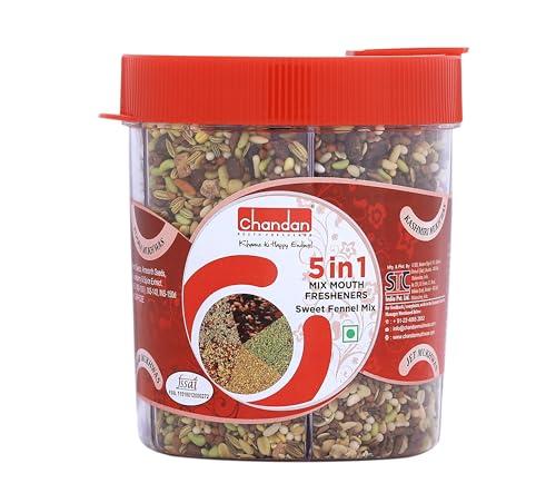 Chandan Mouth Freshener Chandan Mouth Freshener 5 in 1 Mix Mouth Fresheners Sweet Fennel Mix | Kashmiri, Special, Jet, Poona & Gulab Mukhwas, 8.82 oz / 250 g