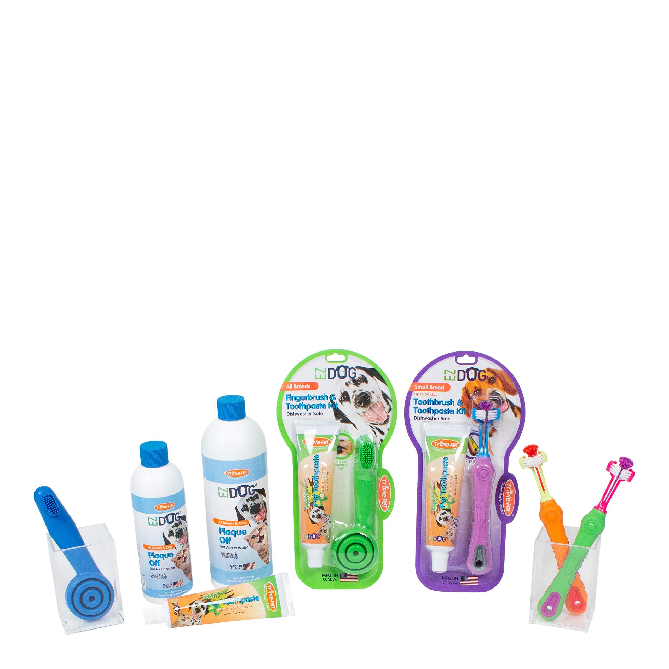 EZDOG EZ Dog Pet Toothbrush Three Sided Toothbrush for All Dogs