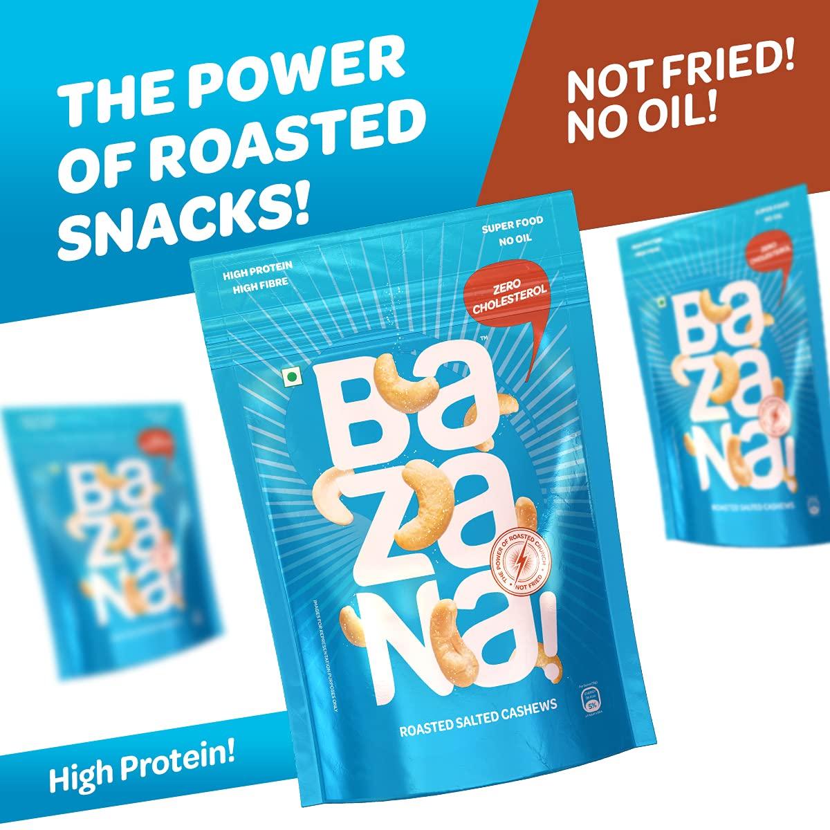 Bazana Bazana Roasted Salted Cashews (175g) - Protein-Packed, Fiber-Enriched, Healthy Fats | Elevate Your Snacking Experience with an Immunity Boost | Perfect for Vegetarians and Keto Enthusiasts