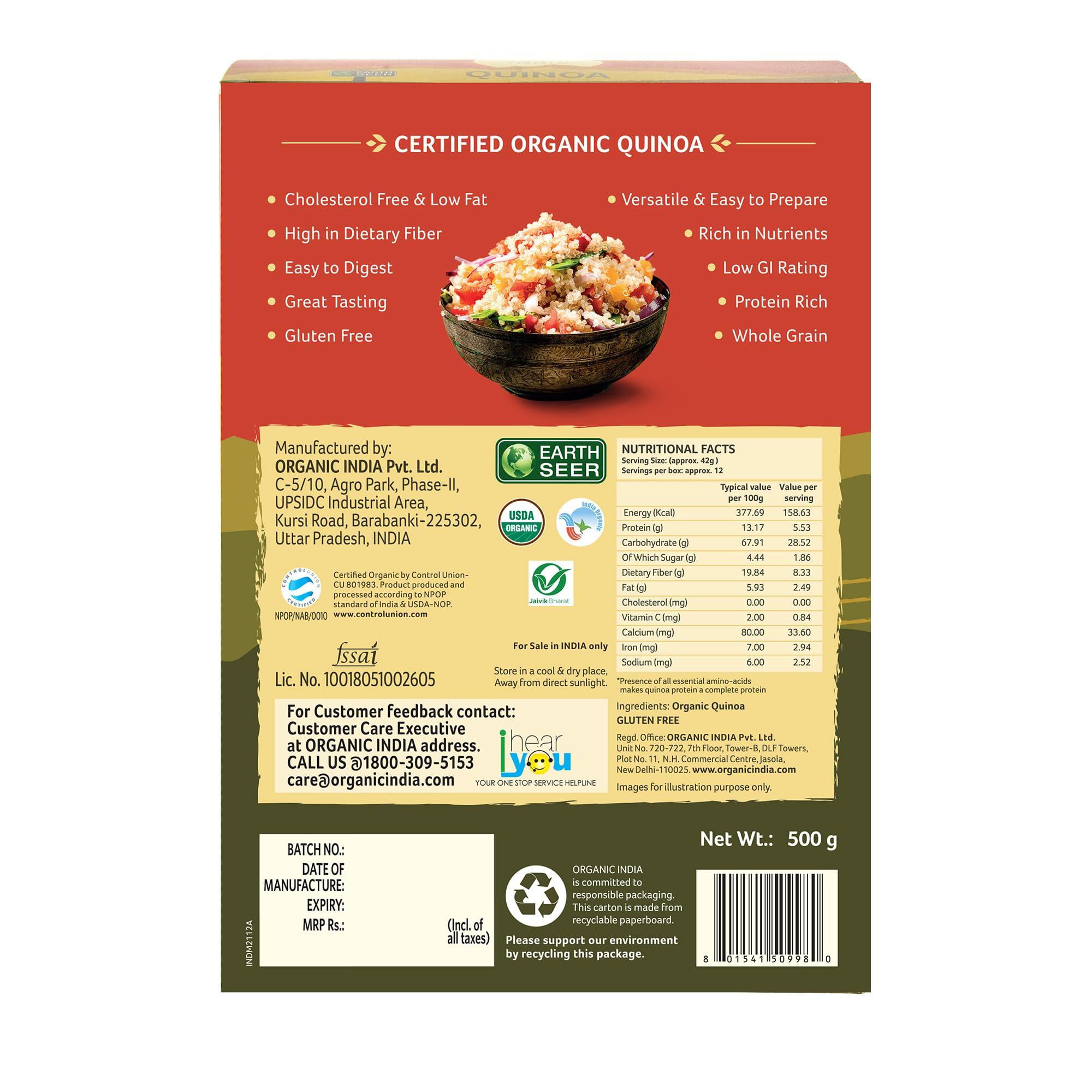 ORGANIC INDIA Organic India Quinoa Nutritious Food - 500 g (Pack of 4)