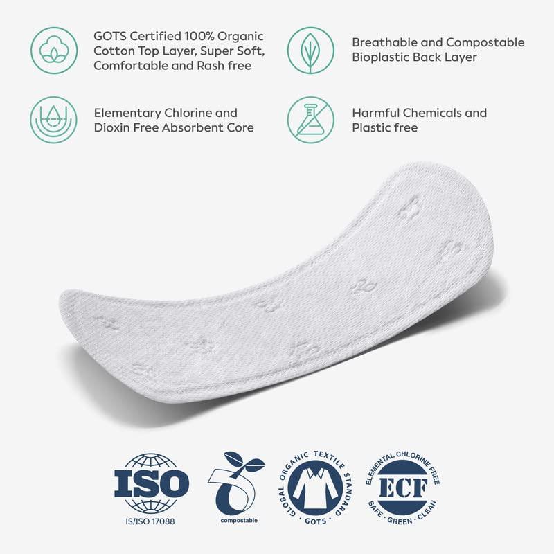 Anandi Anandi Panty Liners For Women | Daily Use Liners 190mm - 40 Pieces | Biodegradable Compostable Organic Liner | Certified 100% Organic Cotton Top Sheet