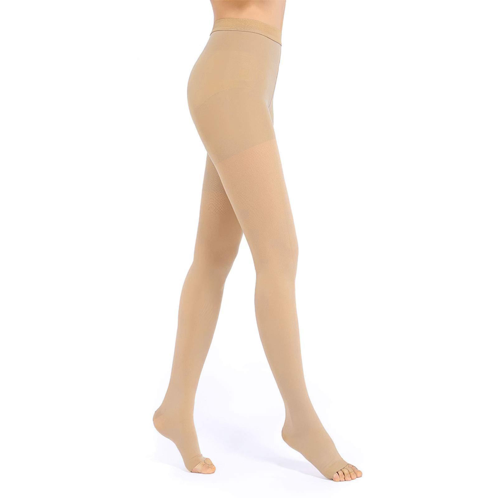 Athbavib Medical Compression Pantyhose for Women & Men, 20-30mmHg Compression Stockings, Beige-a, Medium