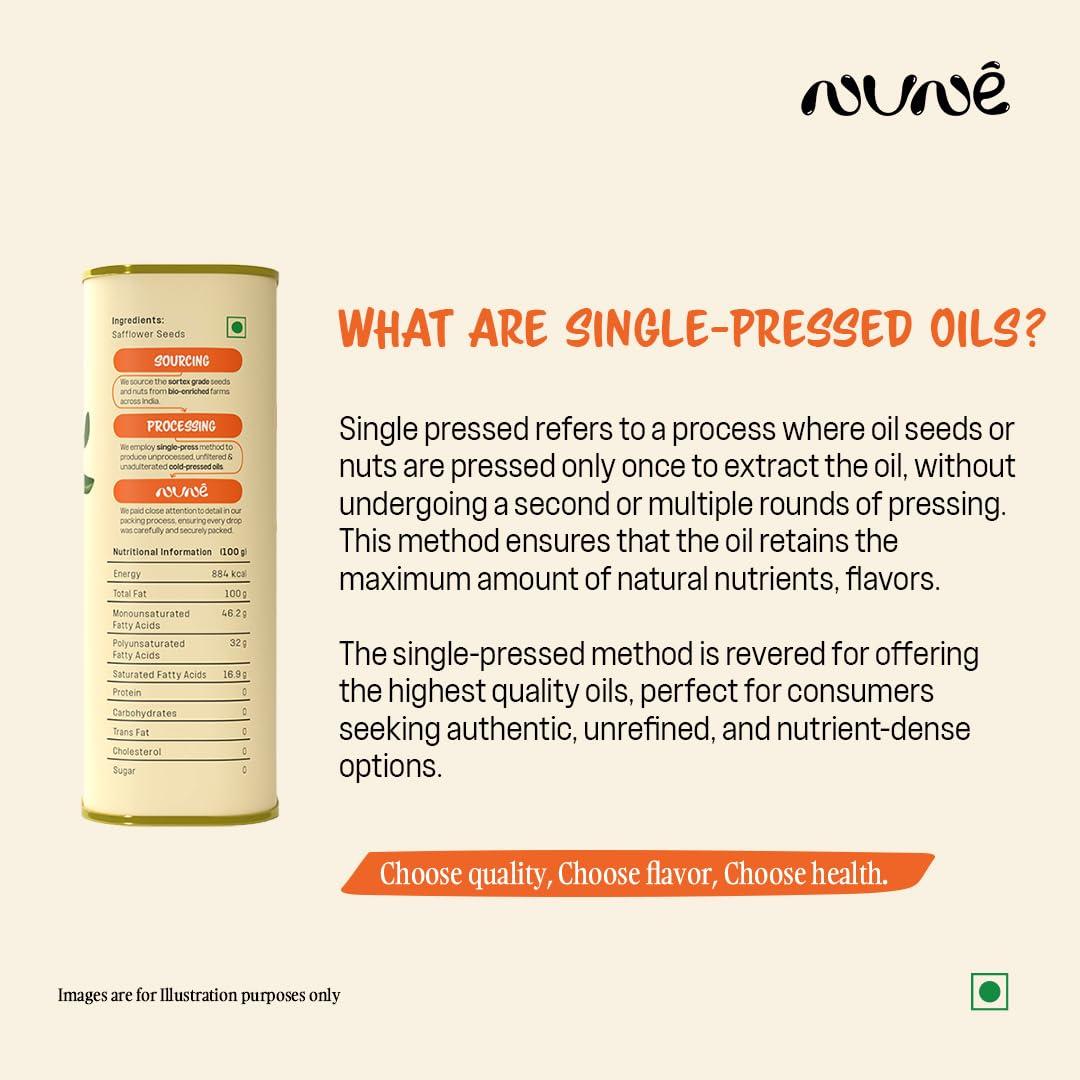 nune Nune Virgin Cold Pressed Safflower - 2 Litre with Pure & Certified Cooking Oil