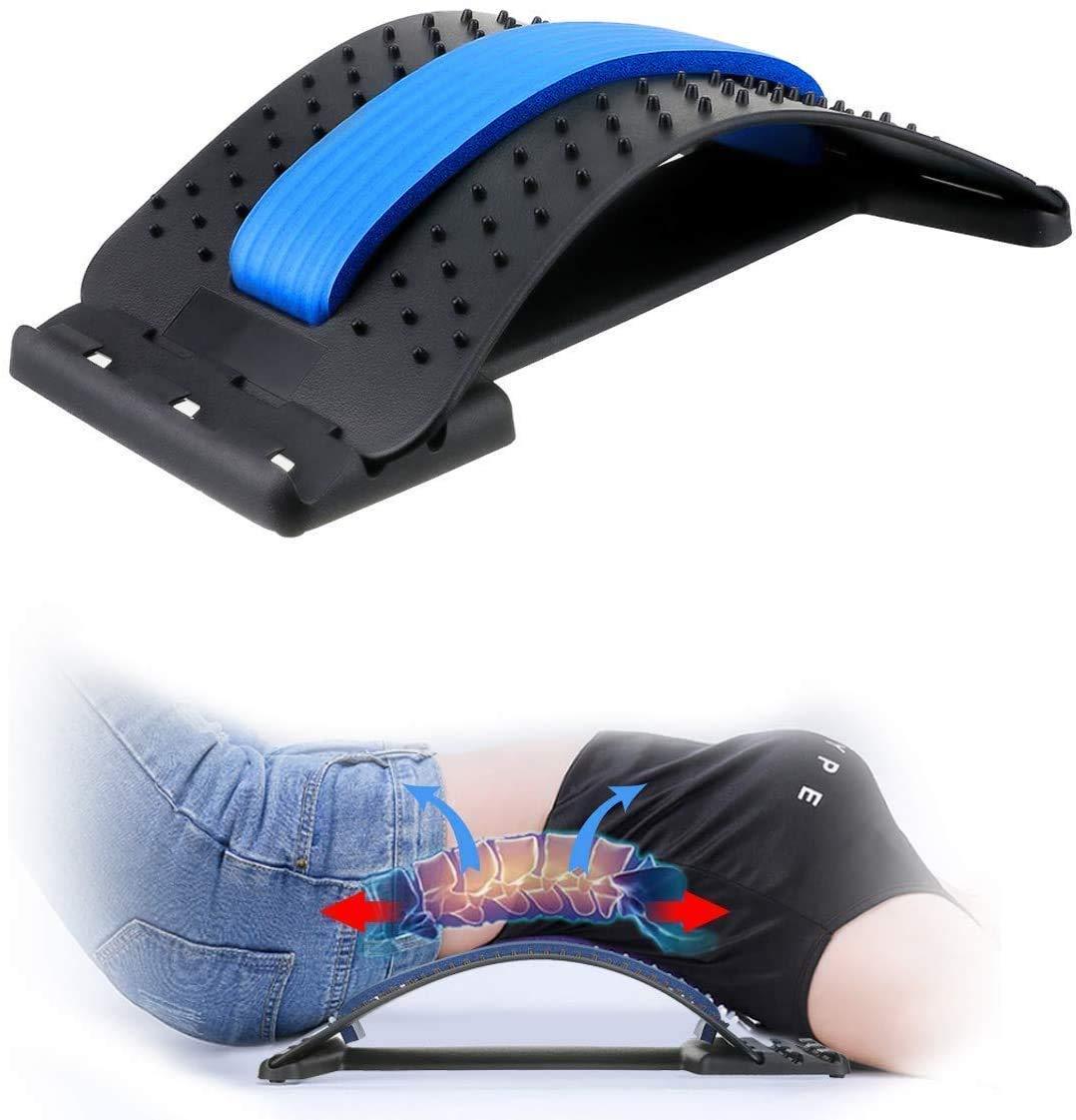 Meetzone Meetzone Back Stretcher Lumbar Support Lower Back Pain Relief Massage Scoliosis Spinal With Magnetic Acupressure Points Multi-Level Back Stretching Device Relieve Sciatica (Multicolour)