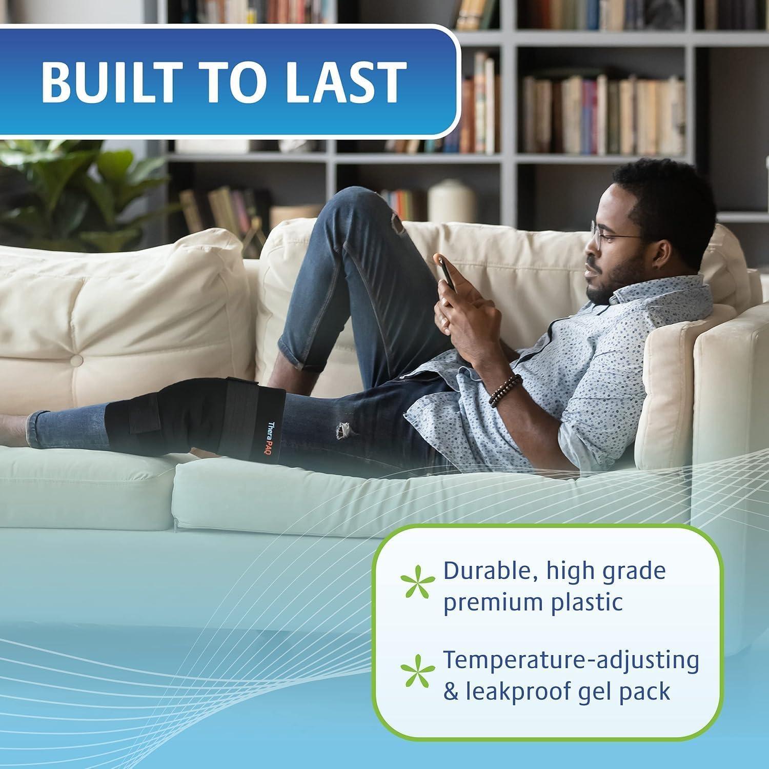 TheraPAQ Flexible Ice Pack with Wrap for Hot & Cold Therapy - Reusable Gel Pack for Pain Relief | Great as Heat or Ice Pack for Back Waist Shoulder Neck Ankle Calves and Hip (Large-size pack: 14 X 6 )