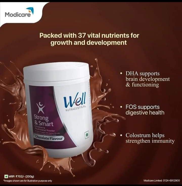 M.C Care New Delhi Kids Well Strog And Smart Protein Powder For Complete Body and Muscle Growth up to 14 Year Kids(200 Gram)