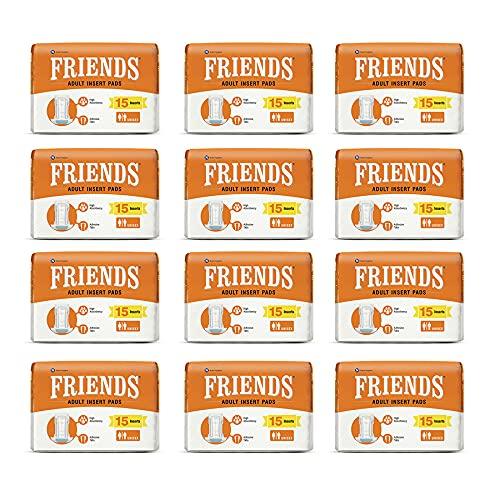 Friends FRIENDS Unisex Disposable Adult Insert Pads - Pack of 12 (Each Pack 15 Pcs)