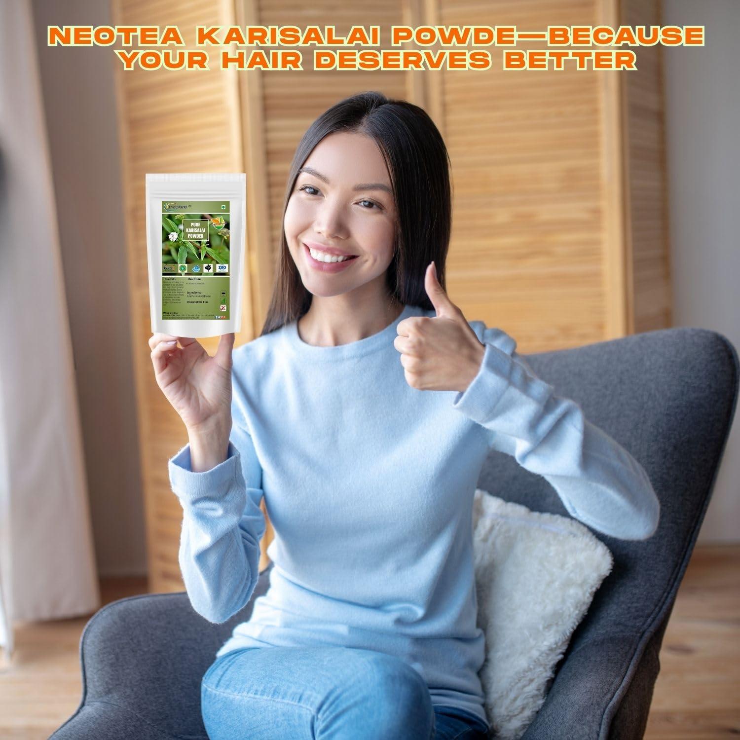 neotea Neotea Karisalankanni Bhringraj Powder | Eclipta Alba | White Prostrata | Natural Hair Growth & Scalp Care | Dandruff Control | Liver Support | False Daisy Leaves | No Preservatives | Pure & Chemical-Free | Kayonni, Kesaraja, Bhangra | Karisalai 300 