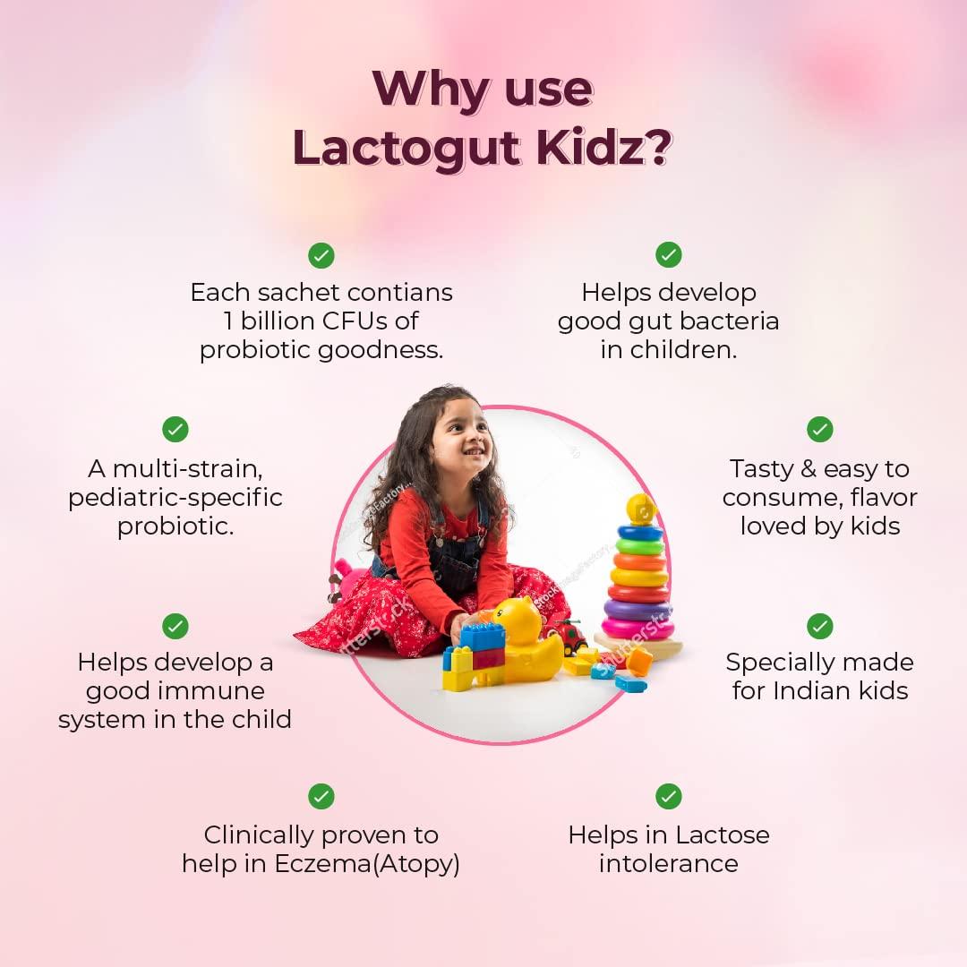 VELBIOM Velbiom Lactogut Kidz Probiotics Powder For Kids Easy To Consume Probiotics For Children Gut Health, Overall Wellness and Immunity Vegan Clinically Proven - Pack 2