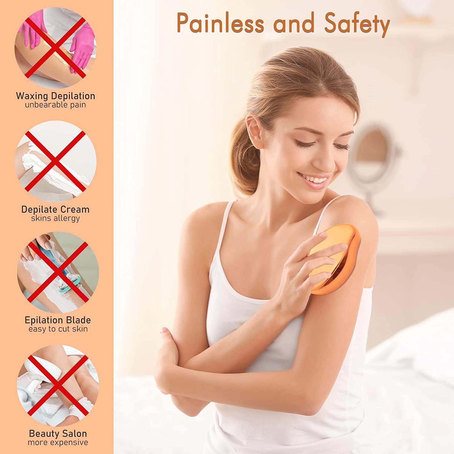 fabulouster Crystal Hair Eraser, Painless Hair Removal Tool for Legs Back, Arms, Crystal Hair Remover, Really Fast & Easy Exfoliate Hairo Crystal Hair Eraser for Men and Women (2PCS Pink+Gold)