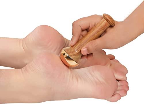 HEALTHANDWEALTH Kansa Face and Foot Massager - Ayurvedic Benefits of Bronze - Restoring Luster Through Detoxification - Small