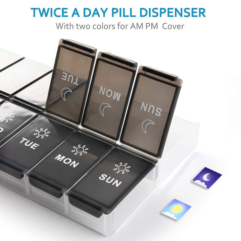 mossime Mossime XL Large Daily Pill Organizer 2 Times a Day, Extra Jumbo 7 Day Pill Box Am Pm, Weekly Day Night Vitamin Holder, Medicine Organizer, Big Pill Container, Medication Dispenser 14 Compartments