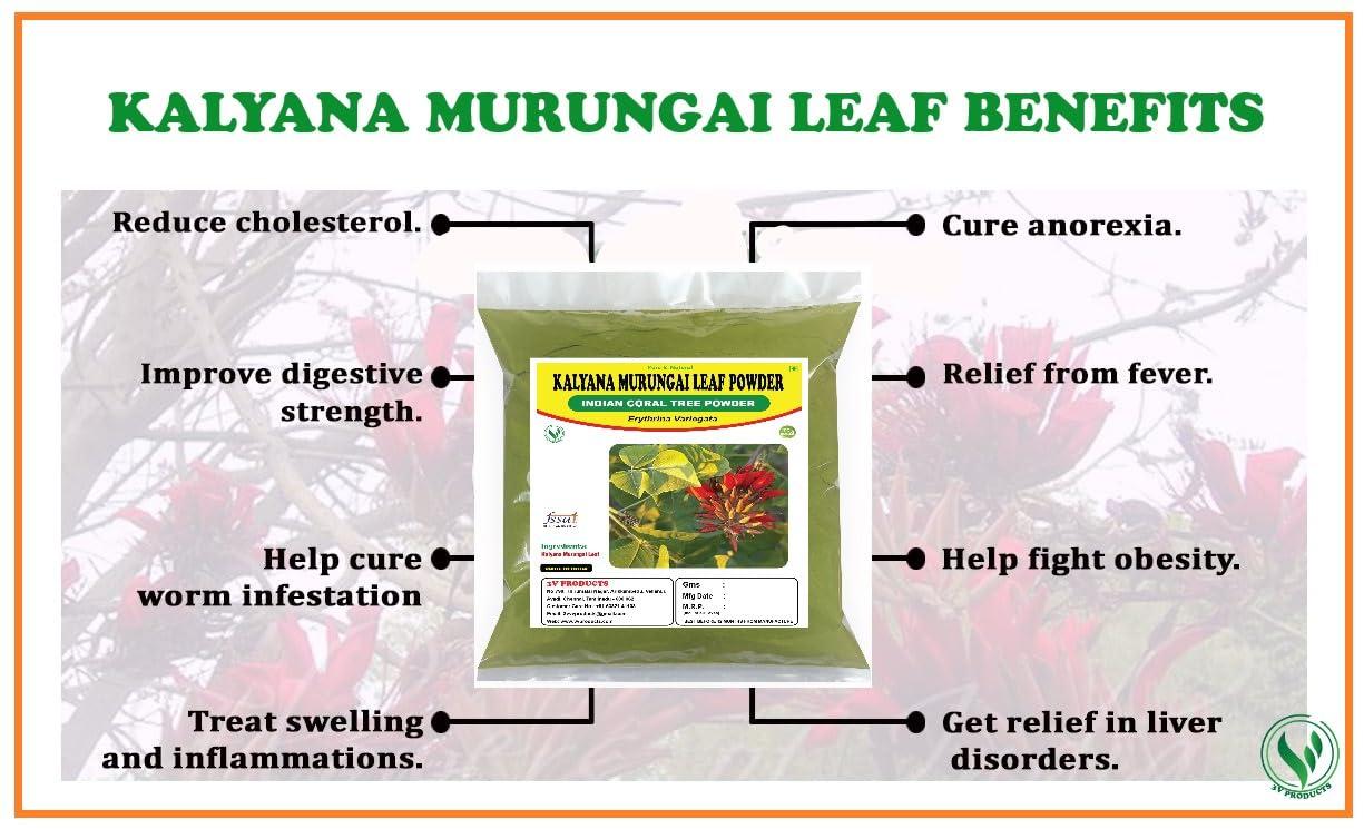 3V PRODUCTS 3V PRODUCTS Kalyana Murungai Powder 1Kg | Pangara | Erythrina Variegata | Coral Tree Leaf for Health Benefits
