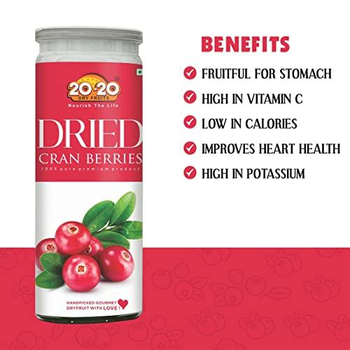 20-20 DRY FRUITS 20-20 Dry Fruits Dried Cranberries - High in antioxidants - Gluten Free & Vegan Dried Berries -200 g