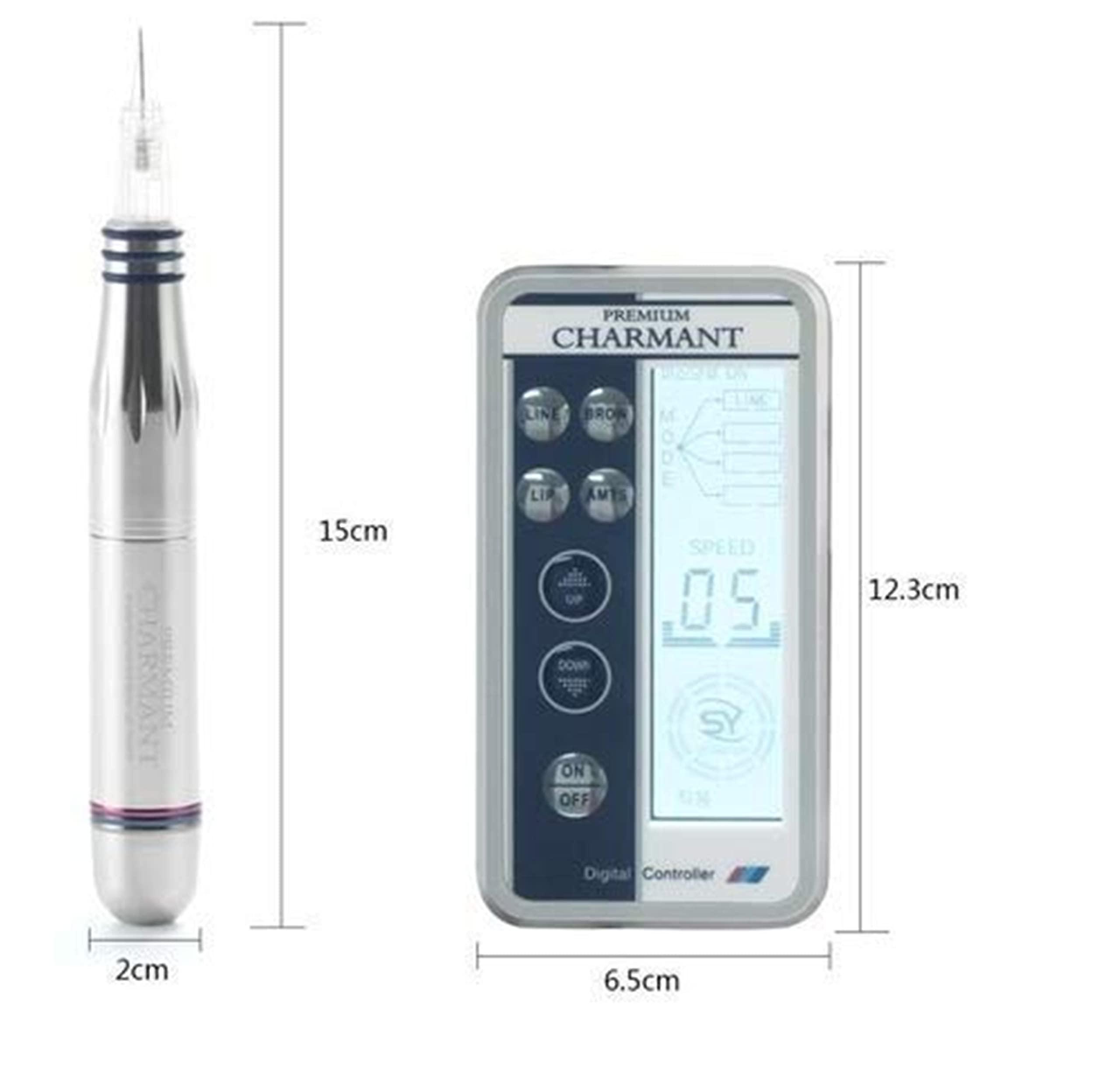 KIYO KIYO Charmant Machine Silver Electric Digital Charmant 2 Permanent Makeup Machine Pen for Eyebrows Lips Body Tattoo Kits Cartridge Needles Mucus Removal Device