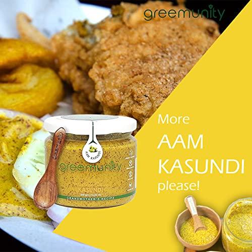 GREEMUNITY GREEMUNITY | Kasundi n Aam Kasundi Combo Pack - Original Bengali Kasundi - Authentic Handmade Orginal Bengali Kasundi n Mango Kasundi,Mustard Sauce and Mango Mustard Sauce 350 gms each [Pack of 2]