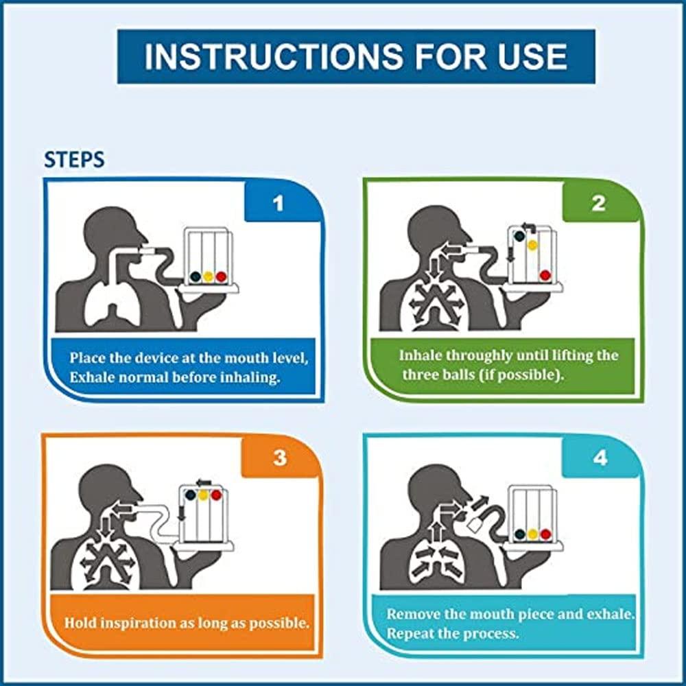 Doctist Doctist Lung Exerciser Respiratory Spirometer for Breathing Exercise Respirometer Washable Hygienic & Detachable Breath Measurement System 3 Ball Respiratory Exerciser 1 Pack