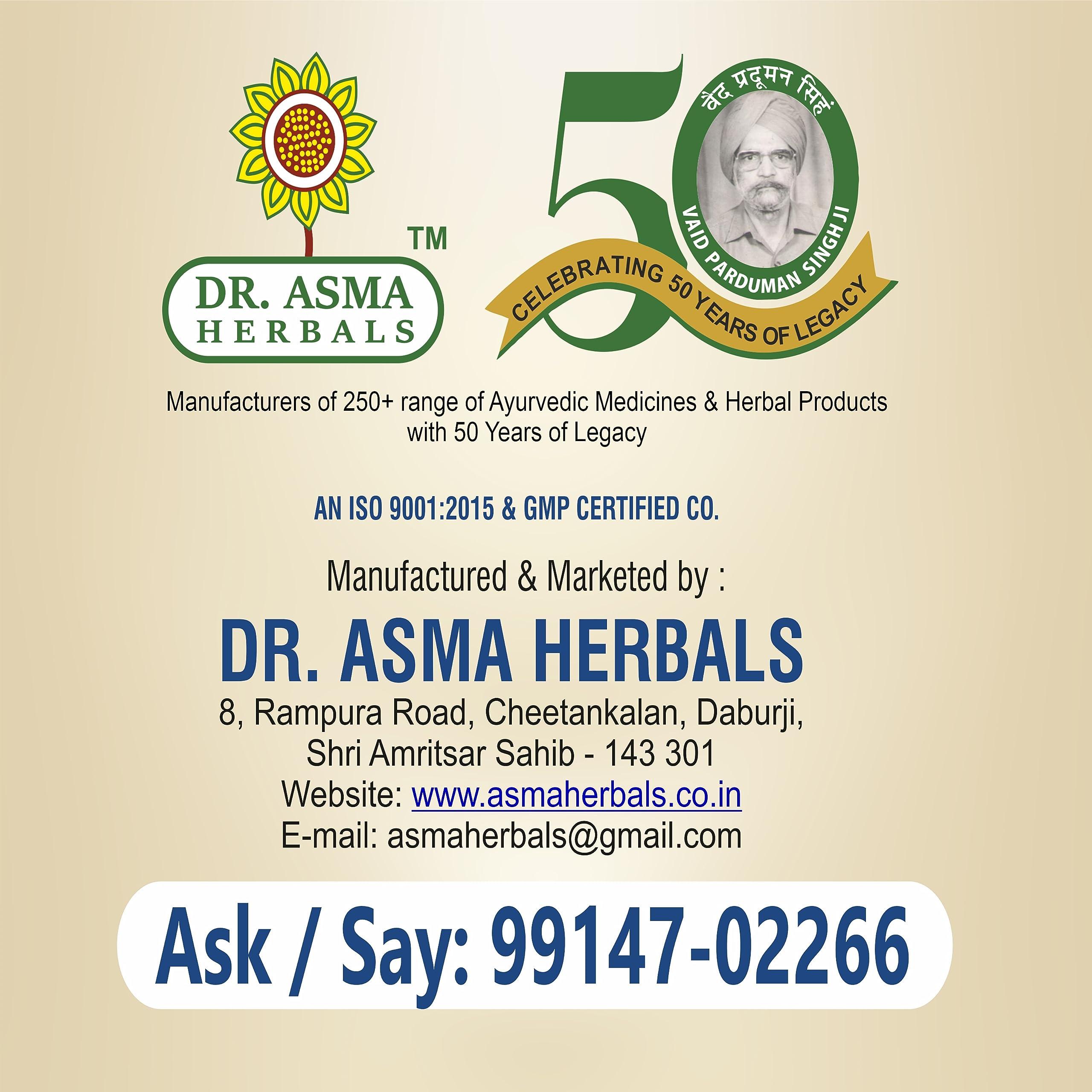 DR. ASMA HERBALS URI NASHAK POWDER Ayurvedic Uric Acid Control medicine | 100g POWDER with 60 Asmaliv-DS Liver Tablets for Fast Action Results | Dr. Asma Herbals (1972)
