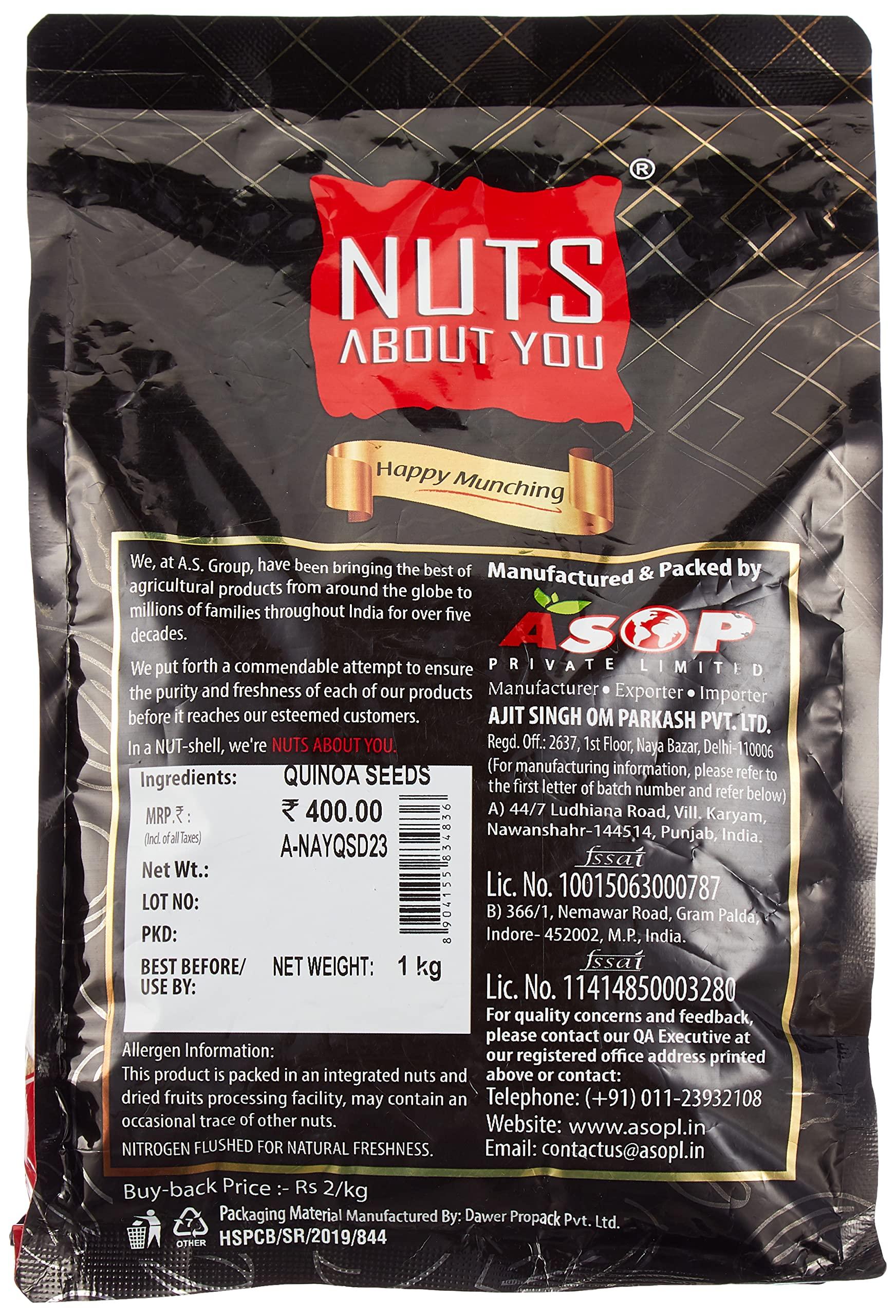 NUTS ABOUT YOU Nuts About You Quinoa Seeds, 1 kg | kinoa | Raw | Premium | 100% Natural| Diet Food