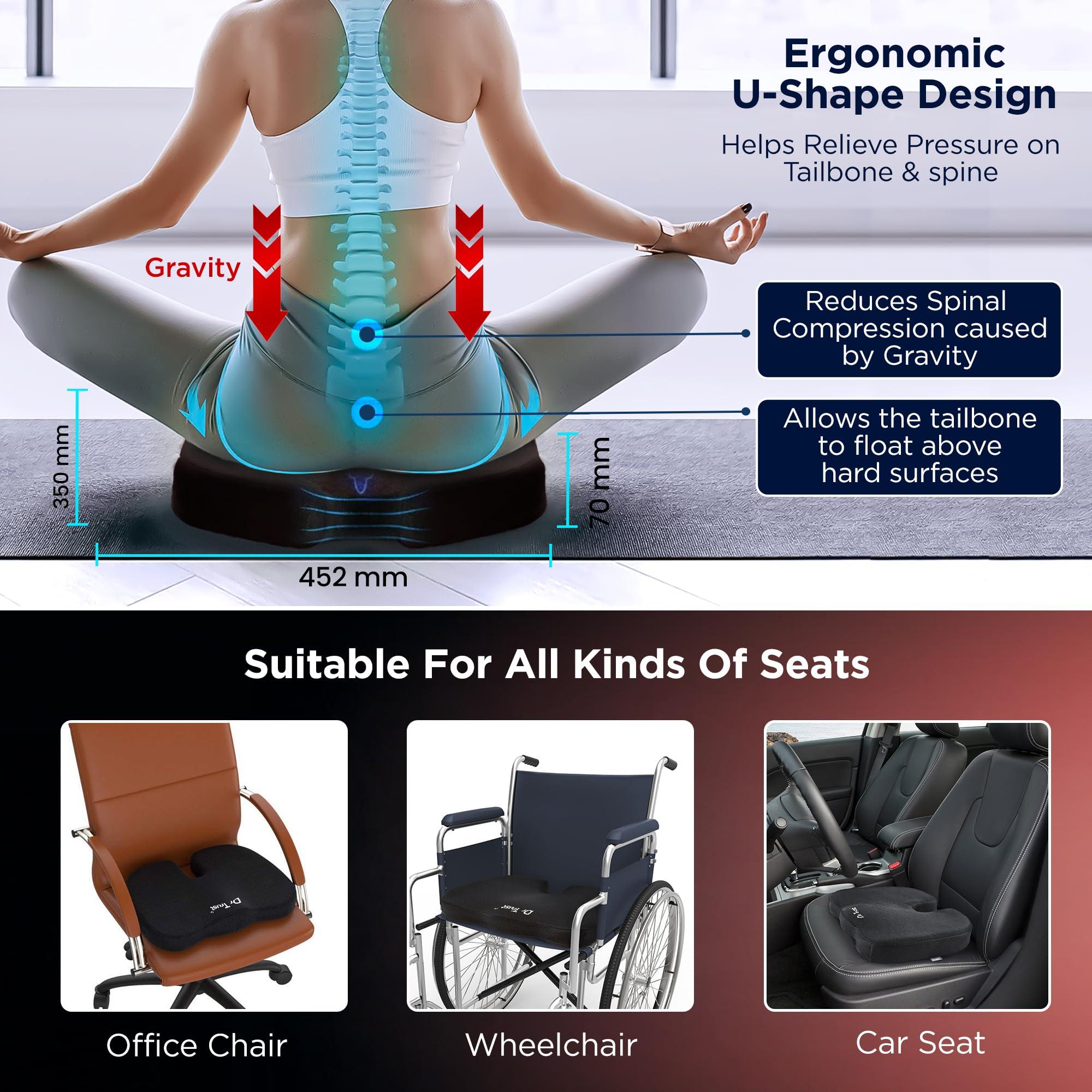 Dr Trust Dr Trust (USA Non-Slip Orthopedic Coccyx Seat Cushion for Tailbone & Sciatica Pain Relief Hip Support