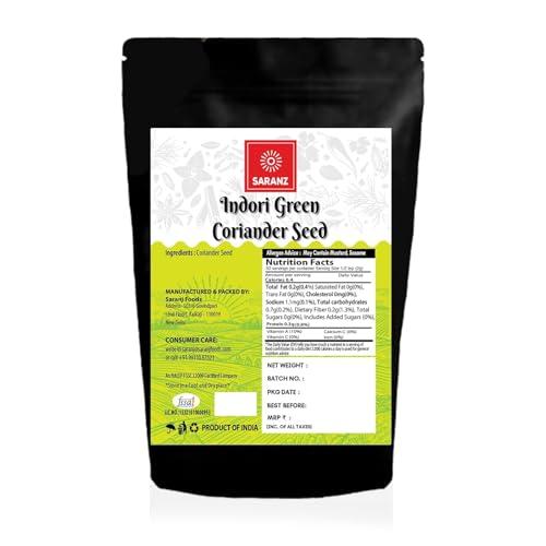 SARANZ SARANZ Indori Green Coriander Seeds, Indori Green Dhaniya, Sabut Dhania Indian Masala Natural and Handmade Premium Artisanal Spices with Rich & Strong Flavour 200 Grams