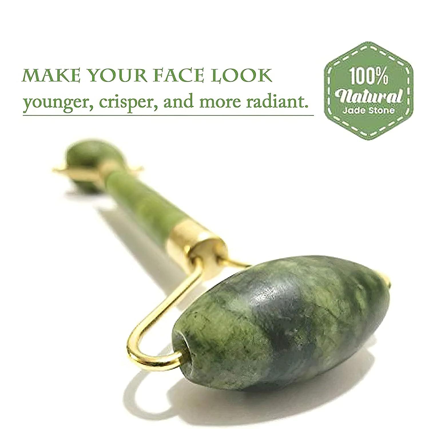 MAXDEAL ENTERPRISES Face massager for women face massager gua sha stone jade roller face lifting massager dimple maker for face face gua sha face yoga tools for women guasha stone for face massage (JADE-ROLLER-MASSAGER)