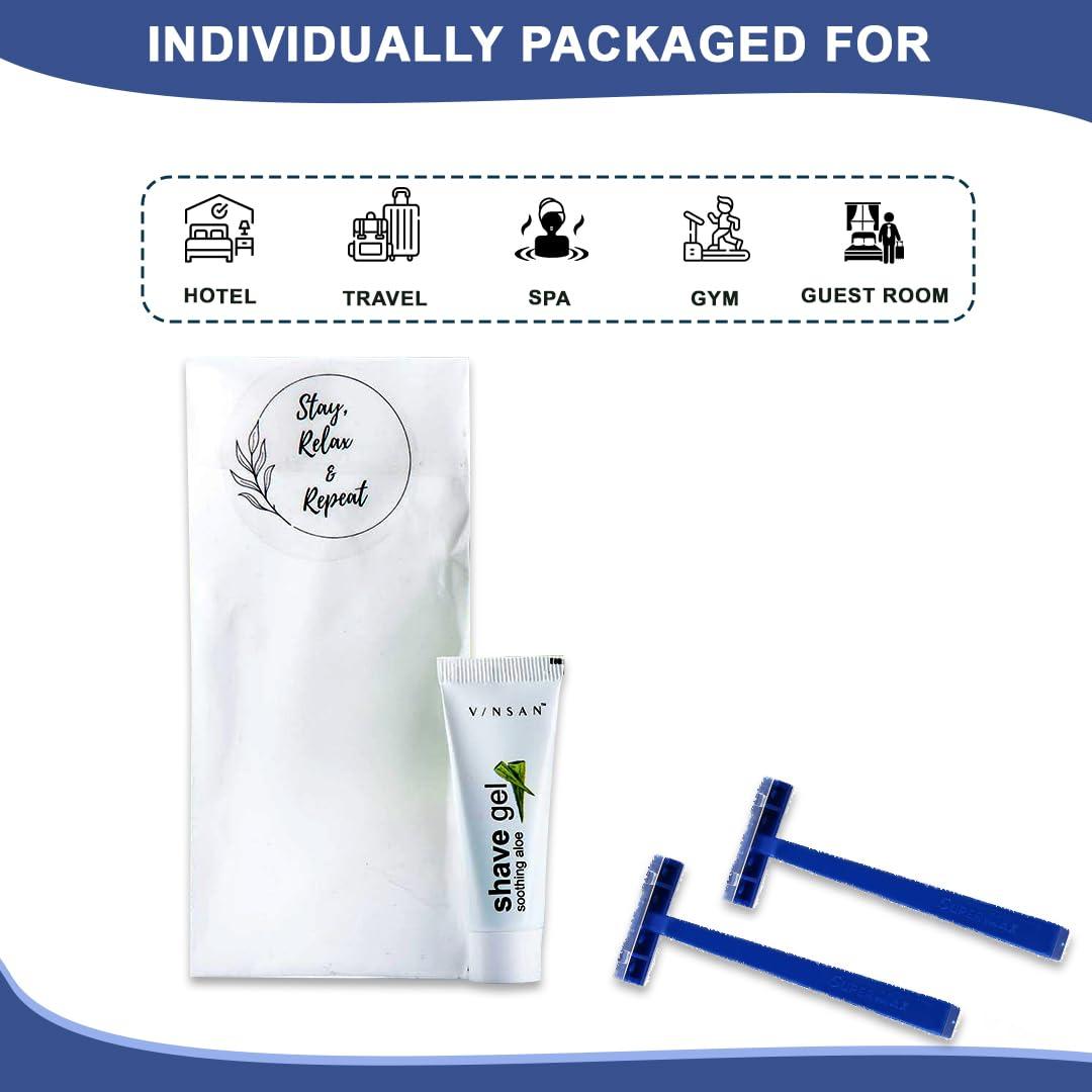 clayherbs Clayherbs Toiletries Sets Hotel Accessories,Hotel Kit,Guest Room Amenities,Marriage Guest Toiletry Kit Hospital Kit Shaving Kit (1 Razor & 1 Shaving Gel Tube 8g) Set Of (50)