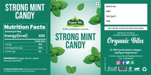 Organic Bites Organic Bites Mint Candy (Extra Strong Mint Candy) Sugar Bolied Mint Candy - 200 gm Jar Pack