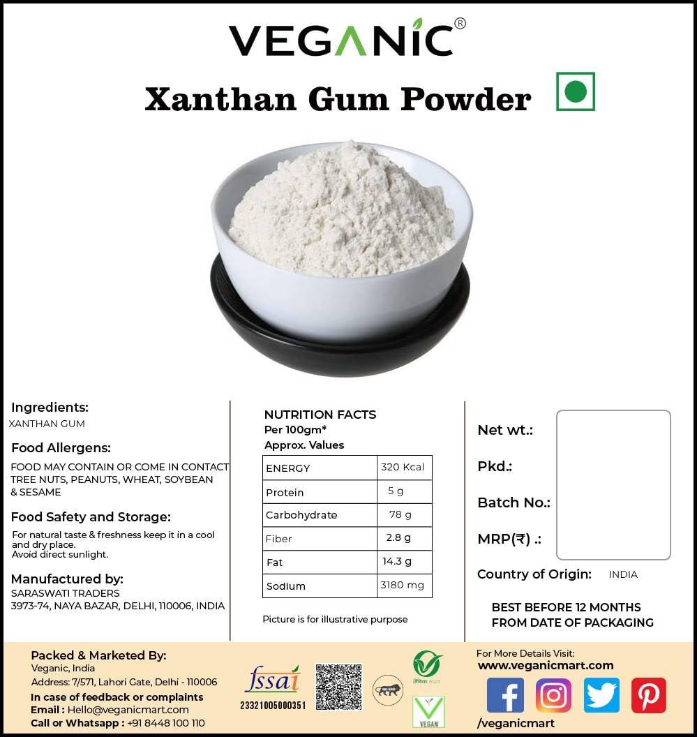 Veganic Veganic Xanthan Gum Powder | Thickening Binding/Baking Agent | Keto Friendly & Vegan | Gluten Free Food Stabilizer (400G)