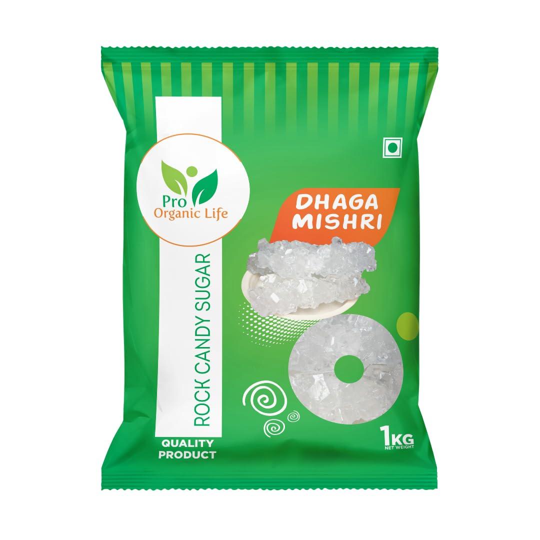 PRO ORGANIC LIFE Pro Organic Life Dhaga Mishri - 2 kG - Rock Sugar - Thread Mishri | Mishri Candy | Crystal Sugar | Rock Candy Sugar