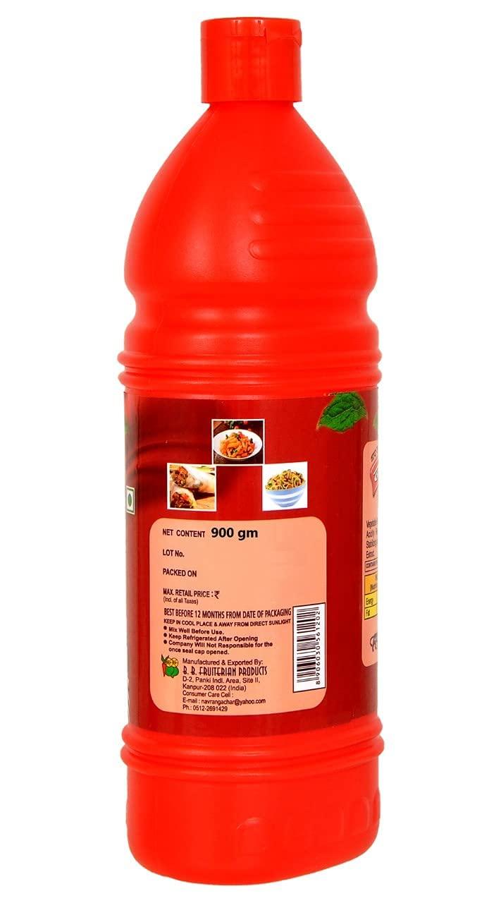 navrang Navrang Tom-Tom Tomato Sauce Spicy Hot Chutney Gourmet Veg Snacks, Gluten Free Fresh Sauce Bottle: 900gm