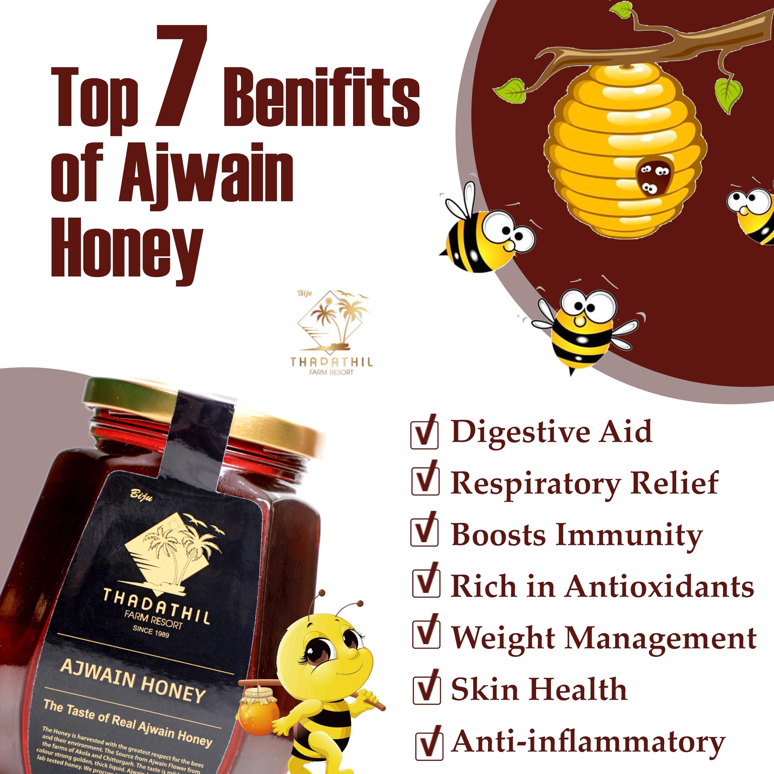 THADATHIL FARM RESORT THADATHIL FARM RESORT Ajwain Honey - Pure Natural Organic and Healthy Honey (Pack of 1 Kg)