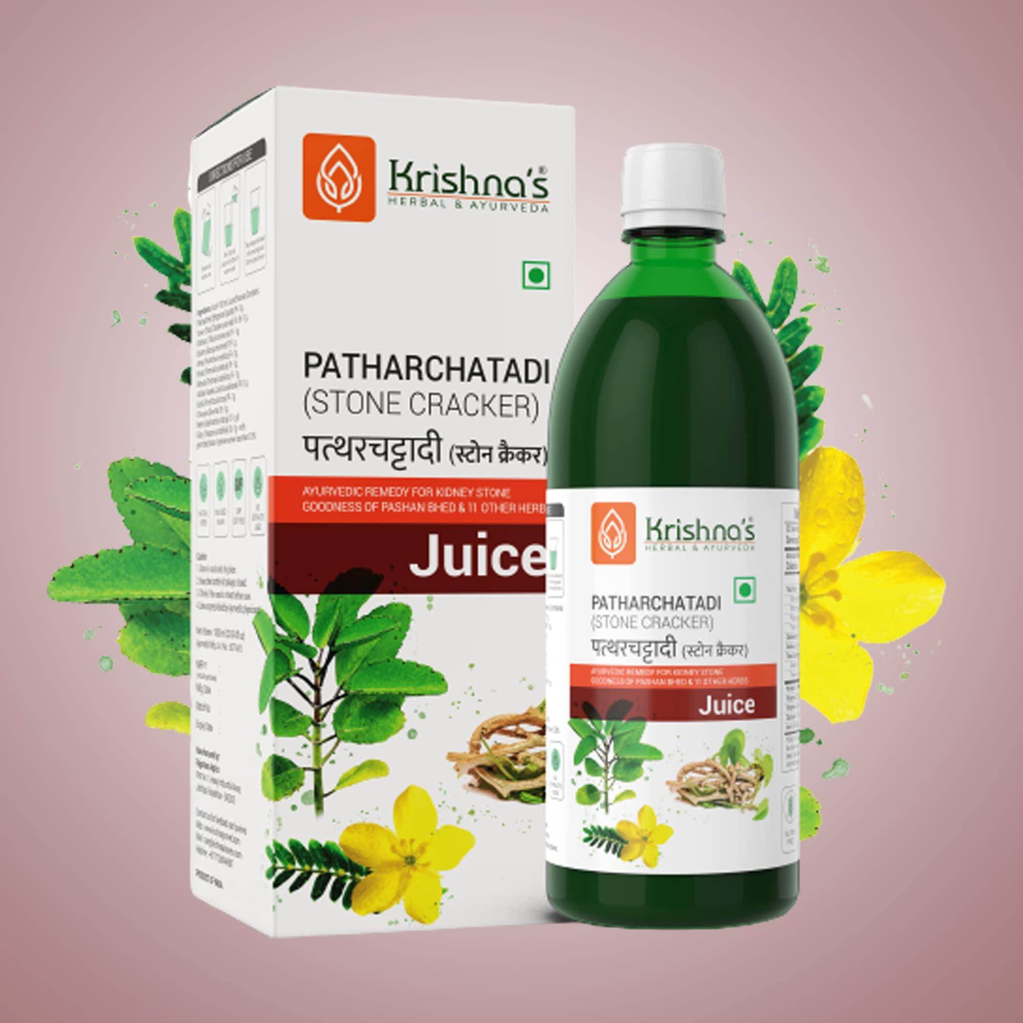 Krishna's Herbal & Ayurveda KRISHNA\'S HERBAL & AYURVEDA Patharchatadi Swaras - 500 Ml, (Pack Of 2), Goodness Of Pashanbhed, Adulsa, Kutki & Amla, Blend Of Ayurvedic Herbs For Kidney Stone