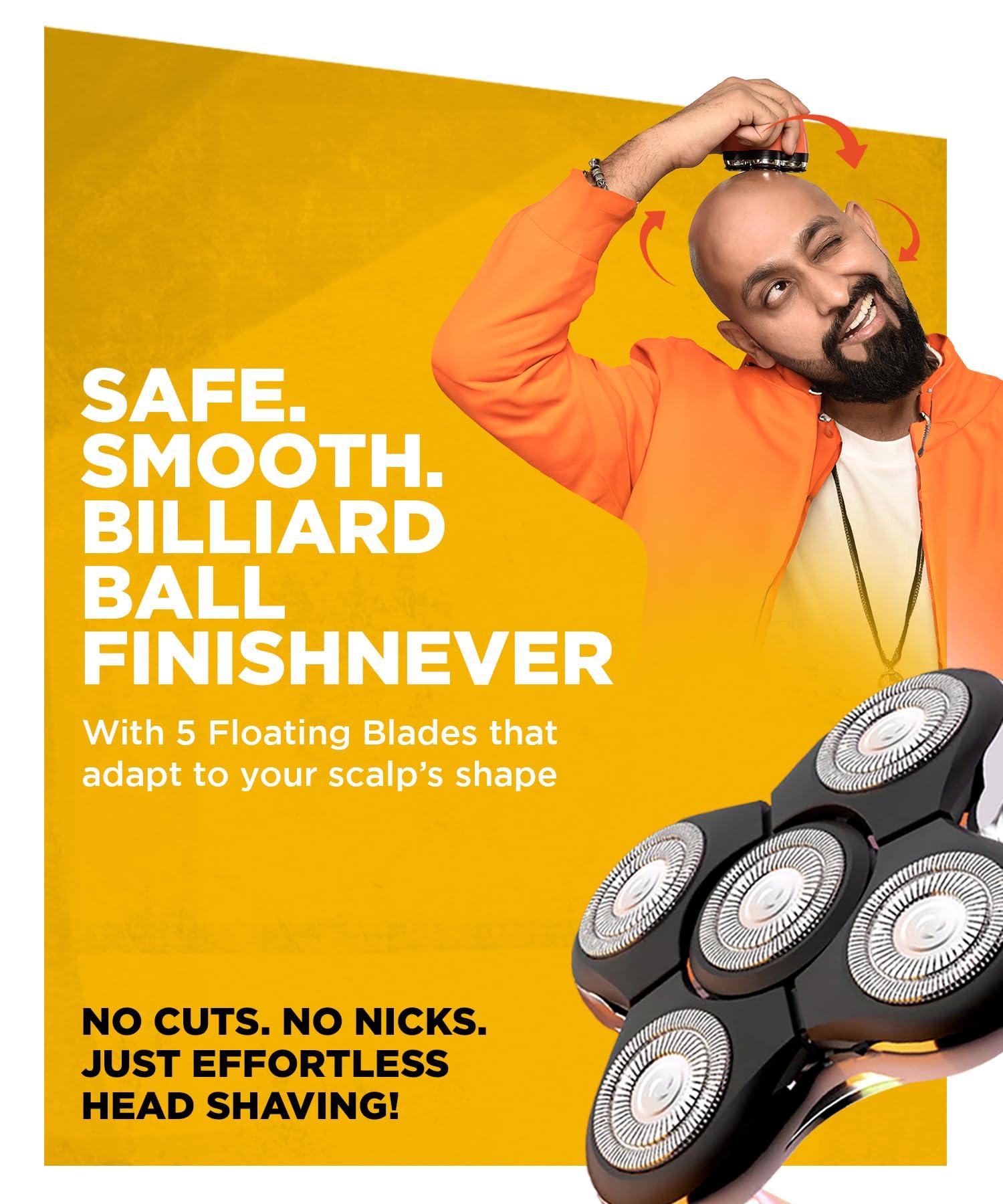 Bombay Shaving Company Bombay Shaving Company Head Shaver Pro | 120 Min Charge time, 90 Min Run time, Charging Indicator | IPX6 Waterproof, 2 Years Warranty | Head Shaver for Bald Men | Hair Trimmer for Men