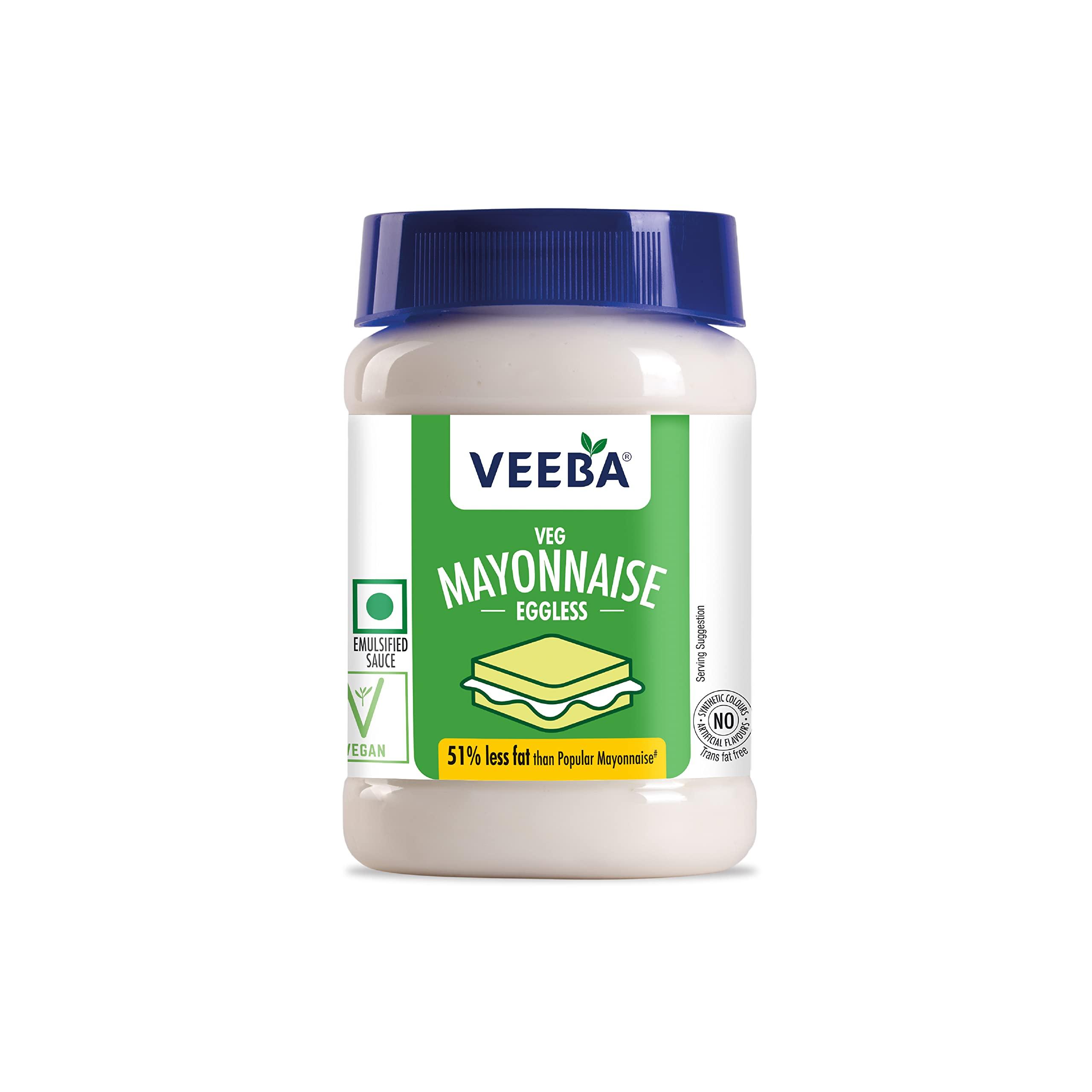VEEBA Veeba Eggless Mayonnaise (250g) I Veg Mayonnaise I 100% Vegetarian Mayo I Extra Creamy and Delicious I Rich and thick texture I Dip, Spread and Dunk