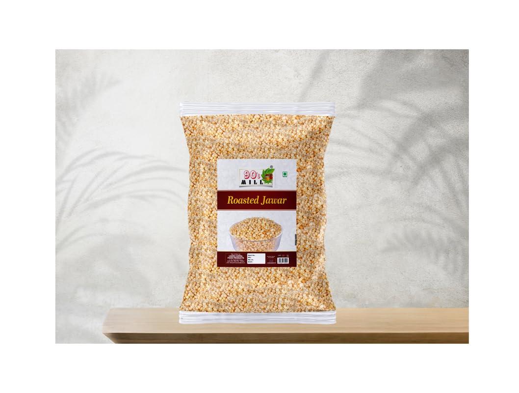 90\'s MILL 90\'s MILL Amravati Authentic Sorghum Jowar Jawar Puff Kurmura Kurmure Murmura Murmure Puff Snack | Crispy | Namkeen | Ready to eat | Snacks | Preservatives Free Tea Time Snacks-280g*3Pack