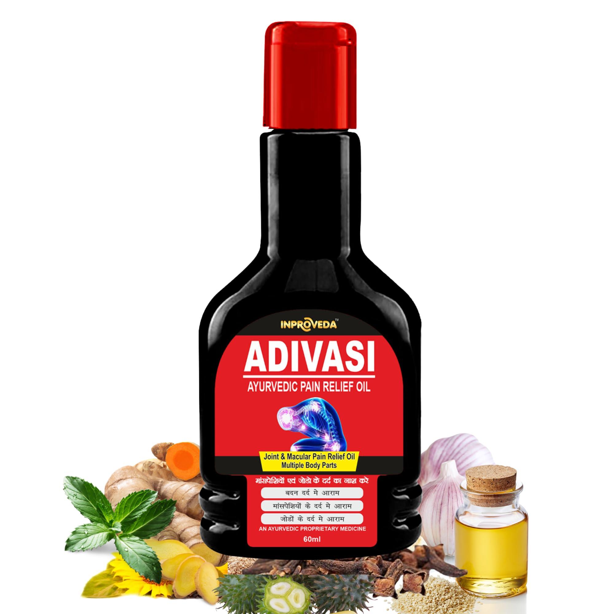 INPROVEDA INPROVEDA Adivasi Pain Relief Oil 60ml (Pack of 1) | Fast & Instant Relief Oil For Muscle & Joint Pain Oil |