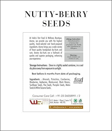 arome arome Premium Nutty Berry Seeds, 100 gm Pack | Mixed Nuts like Almond, Pista, Cranberry, Blueberry, Flax & Sesame Seeds | Healthy Snacks for Small Hunger | Assorted Dry Fruit, Berries and Nuts Mix