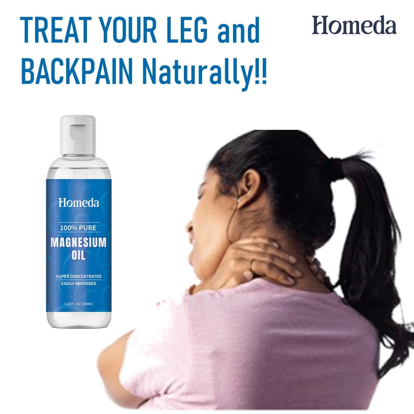 Homeda Homeda Magnesium Oil for Feet - Pure Magnesium Spray for Feet (200 ml), Topical Magnesium Lotion for Sleep, Magnesium Chloride Oil Spray, Macgesia oil 200ml Oil for Pain Relief (Pack of 2)