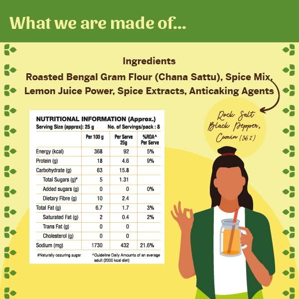 THE SATTU CO. THE SATTU CO. Sattu Jeera Cooler, Ready to Drink Mix, Rich in Protein, High in Dietary Fibre, Gluten free, Suitable for Vegans - (Pack of 3, 200 gms, JSC-03)