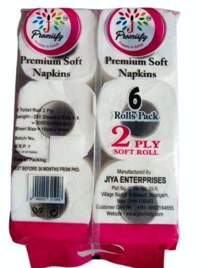 J PROMISFY Soft & Highly Absorbent, Natural & Unbleached Toilet Tissue Paper Rolls 6 Rolls (3)