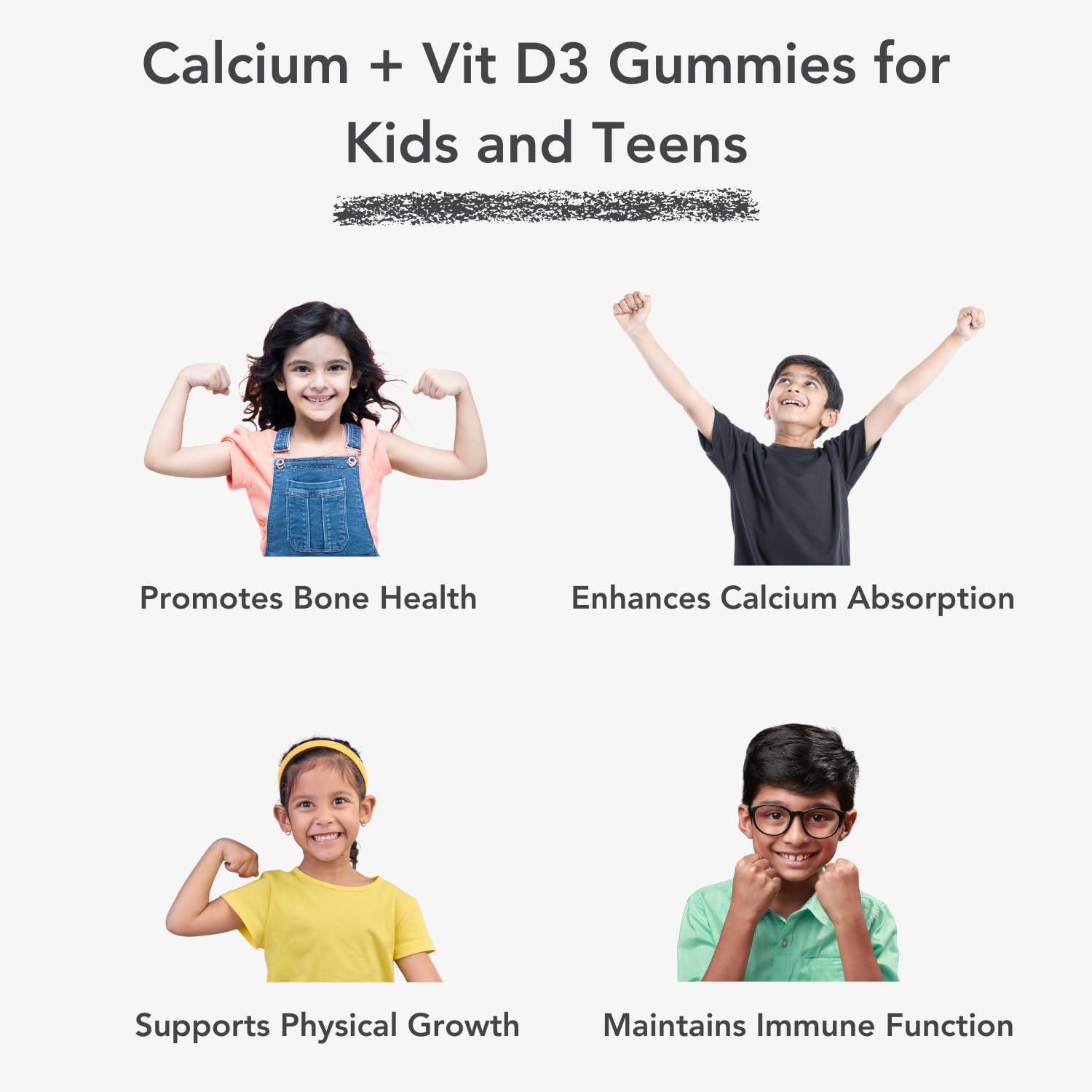 PATUH HEALTHCARE Patuh Healthcare Calcium and Vitamin D3 Gummies for kids (4 years+) | 30 Day Pack | Calcium and D3 Gummies for Kids | 100% Vegetarian, Natural Strawberry flavour