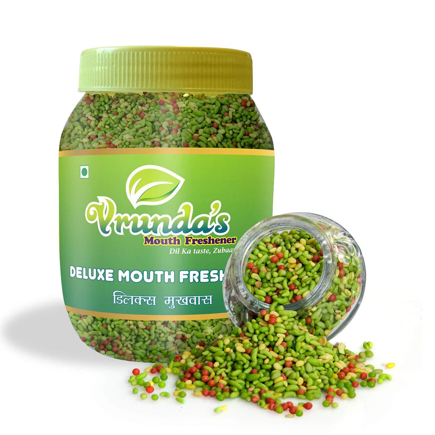 Vrunda's Vrunda's Green Mukhwas / Deluxe Mouth Freshener 650 Gm [Indian Mouthfreshner,Natural Badishep ,Healthy Fennel Seeds,Roasted Saunf,Digestive Aniseed ,Mix variyali, After Meal Mukhwas]