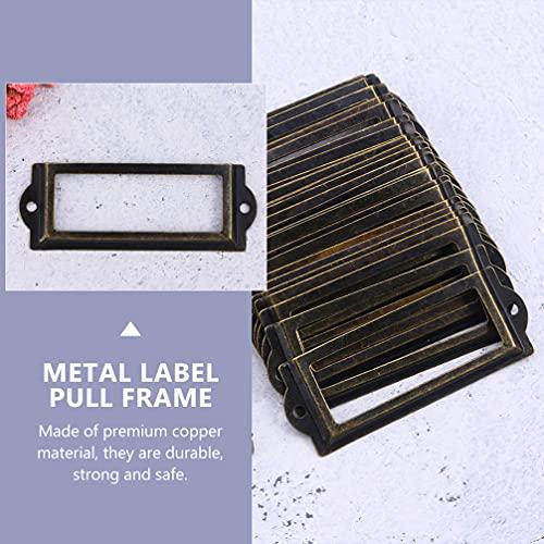 TOPBATHY TOPBATHY 24pcs Copper Metal Card Holder Drawer Pull Drawer Tag Label Holders Label Frame Card Pull Handles for Office Library File Cabinet Accessories